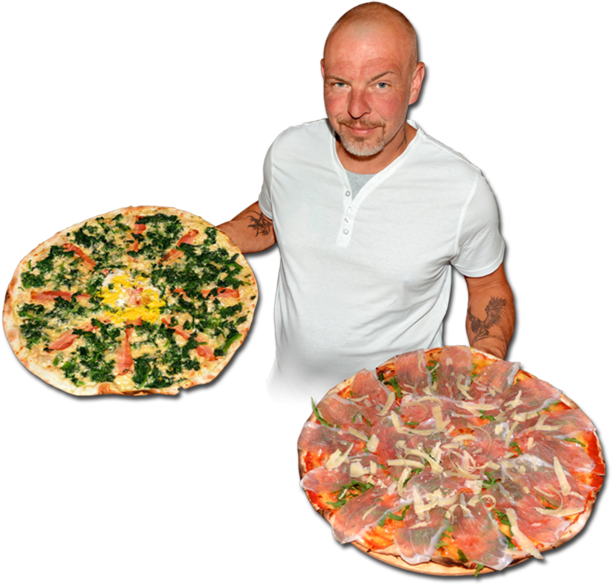 Lukáš se dvěma pizzami